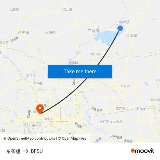Dongchapeng to BFSU map