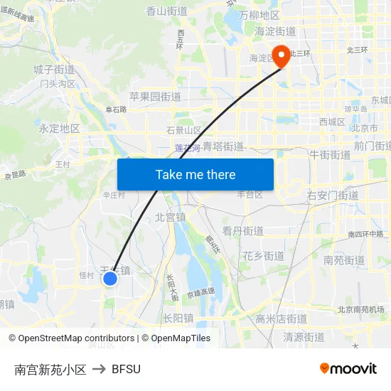 Nangong Xinyuan Quarter to BFSU map