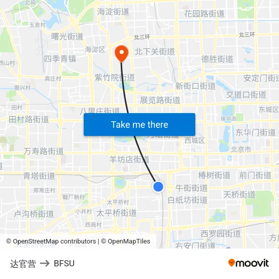 Daguanying to BFSU map