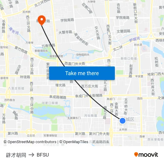 Picai Hutong to BFSU map
