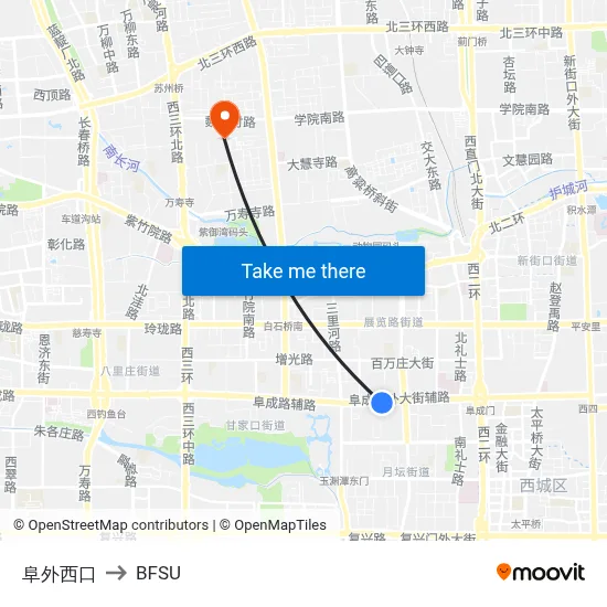 Fuwai West Entrance to BFSU map
