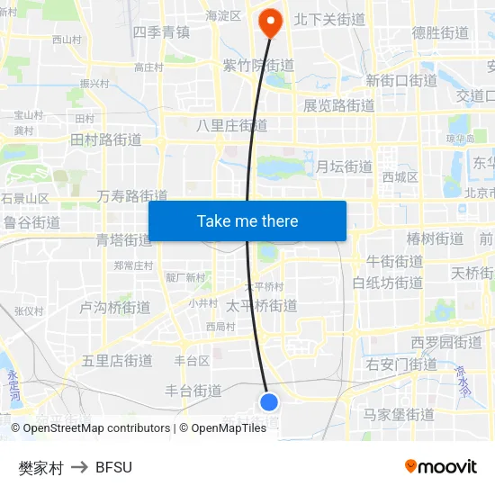 Fan Family Village to BFSU map