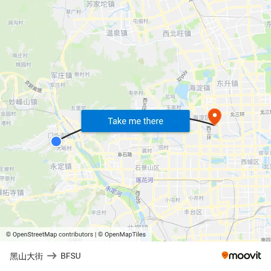 Heishan Avenue to BFSU map