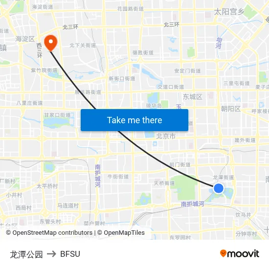 Longtan Park to BFSU map