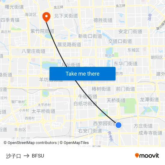 Shazikou to BFSU map
