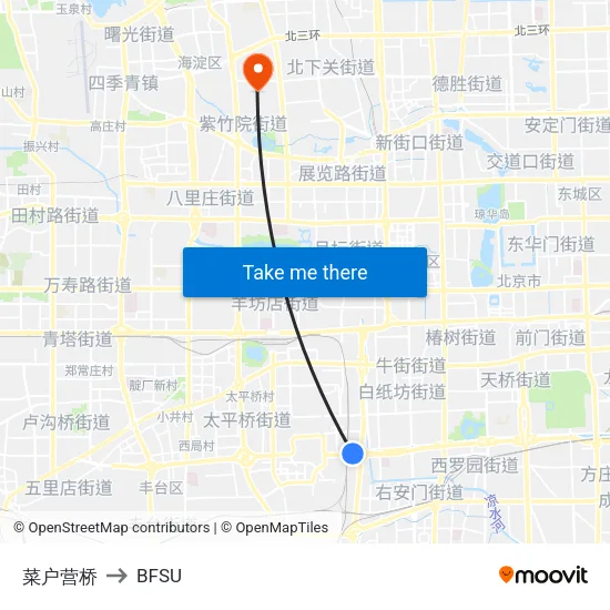 Caihuying Bridge to BFSU map