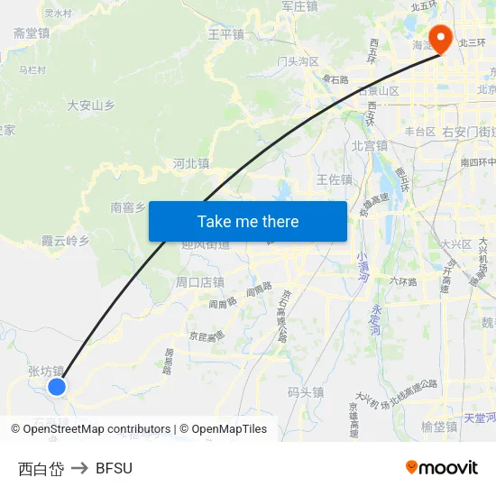 West Baidai to BFSU map
