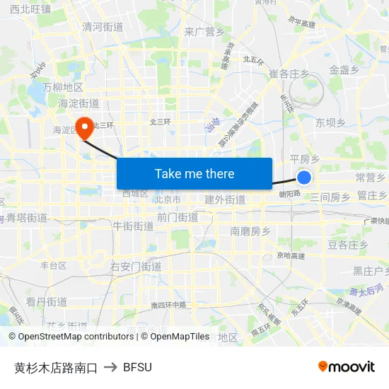 Huangsanmu Store Road South to BFSU map