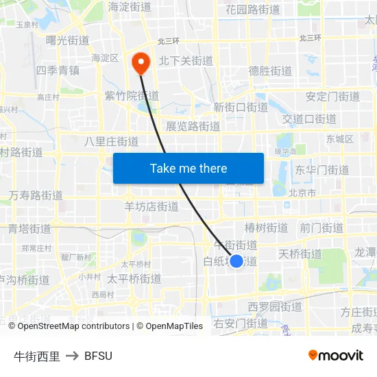 Niujie West Lane to BFSU map