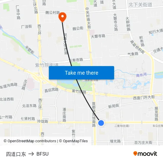 Sidaokou East to BFSU map