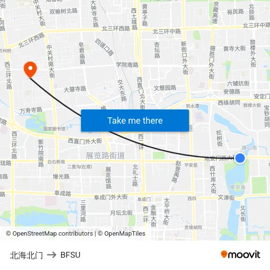 Beihai North Gate to BFSU map