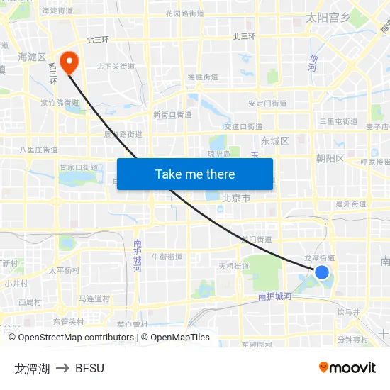 Longtan Lake to BFSU map