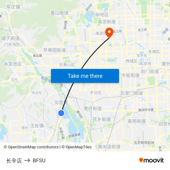 Changxindian to BFSU map