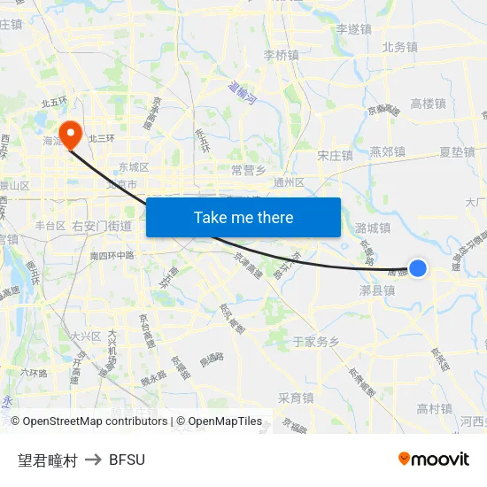 Wangjundong Village to BFSU map