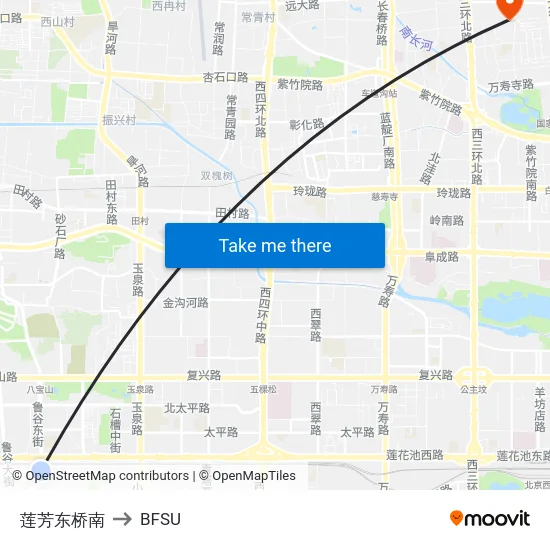 莲芳东桥南 to BFSU map