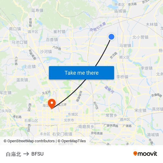 白庙北 to BFSU map
