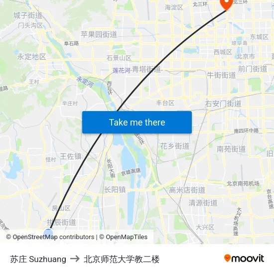 苏庄 Suzhuang to 北京师范大学教二楼 map