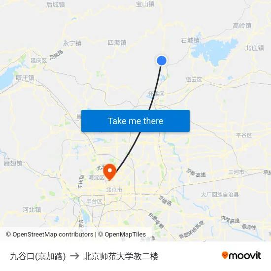 九谷口(京加路) to 北京师范大学教二楼 map
