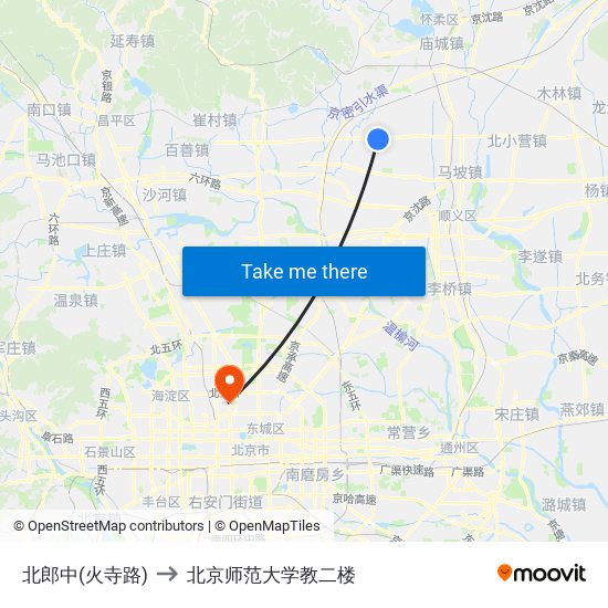 北郎中(火寺路) to 北京师范大学教二楼 map