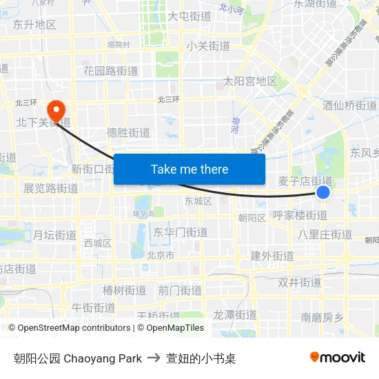 朝阳公园 Chaoyang Park to 萱妞的小书桌 map