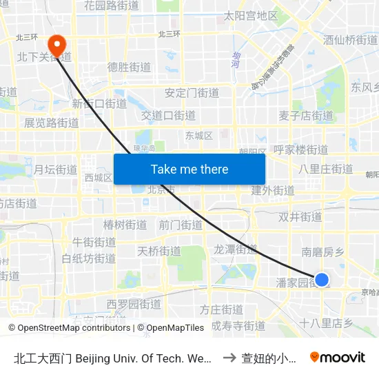 北工大西门 Beijing Univ. Of Tech. West Gate to 萱妞的小书桌 map