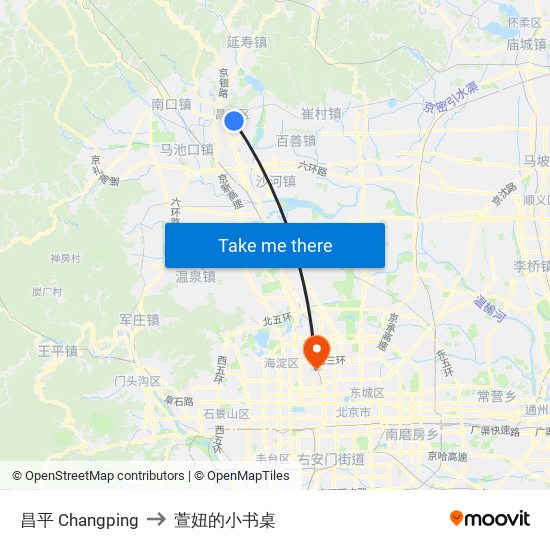 昌平 Changping to 萱妞的小书桌 map