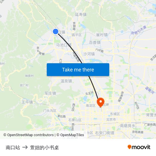 南口站 to 萱妞的小书桌 map
