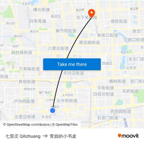 七里庄  Qilizhuang to 萱妞的小书桌 map
