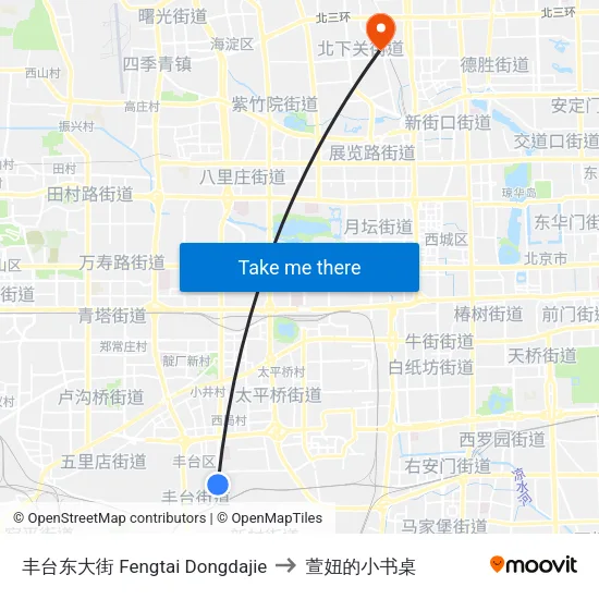 丰台东大街 Fengtai Dongdajie to 萱妞的小书桌 map