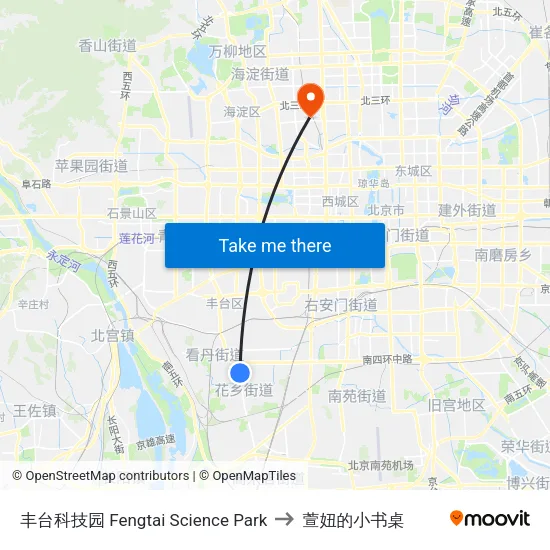 丰台科技园 Fengtai Science Park to 萱妞的小书桌 map