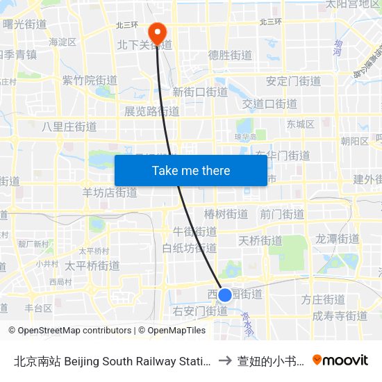 北京南站 Beijing South Railway Station to 萱妞的小书桌 map
