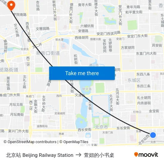 北京站 Beijing Railway Station to 萱妞的小书桌 map