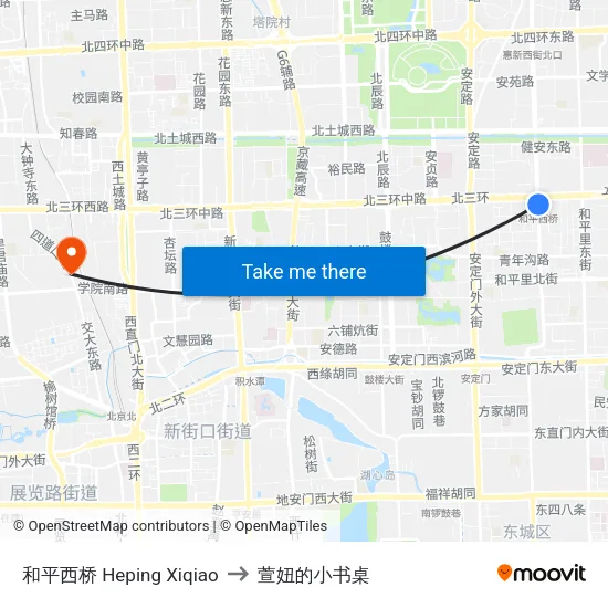 和平西桥 Heping Xiqiao to 萱妞的小书桌 map