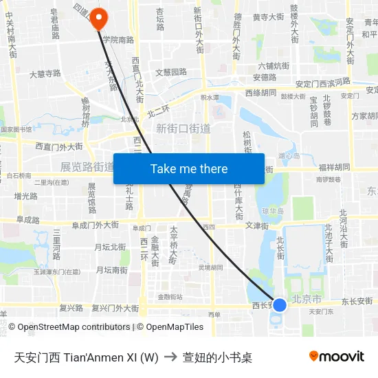 天安门西 Tian'Anmen XI (W) to 萱妞的小书桌 map