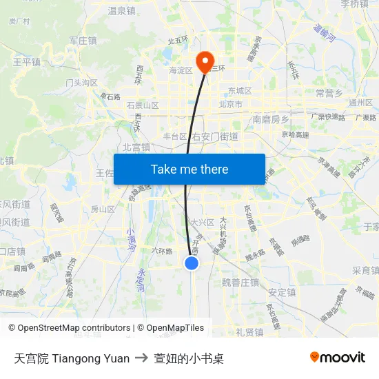 天宫院 Tiangong Yuan to 萱妞的小书桌 map