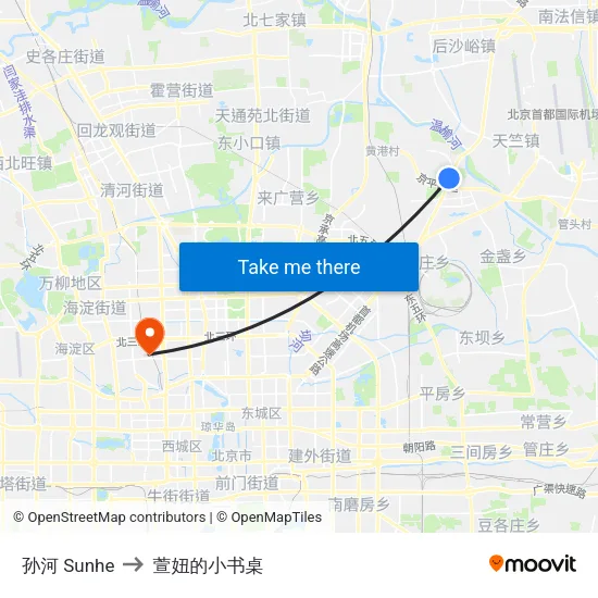 孙河 Sunhe to 萱妞的小书桌 map