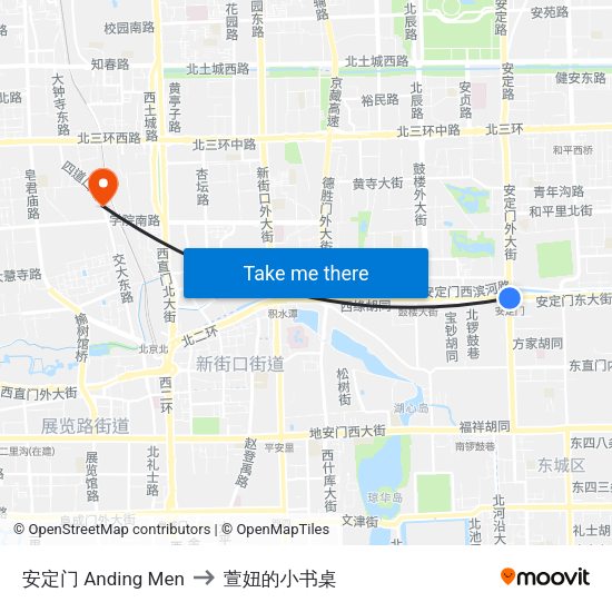 安定门 Anding Men to 萱妞的小书桌 map