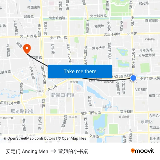 安定门 Anding Men to 萱妞的小书桌 map