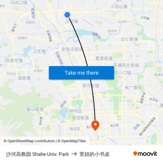 沙河高教园 Shahe Univ. Park to 萱妞的小书桌 map