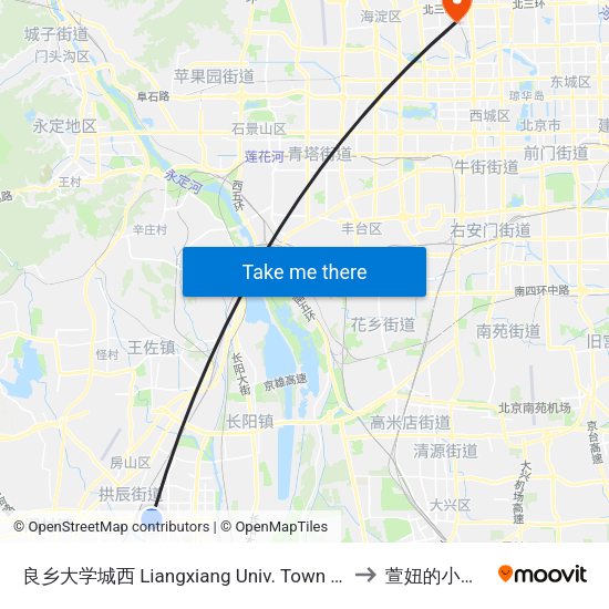 良乡大学城西 Liangxiang Univ. Town West to 萱妞的小书桌 map