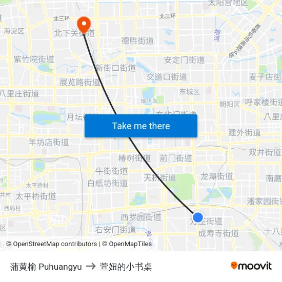 蒲黄榆 Puhuangyu to 萱妞的小书桌 map