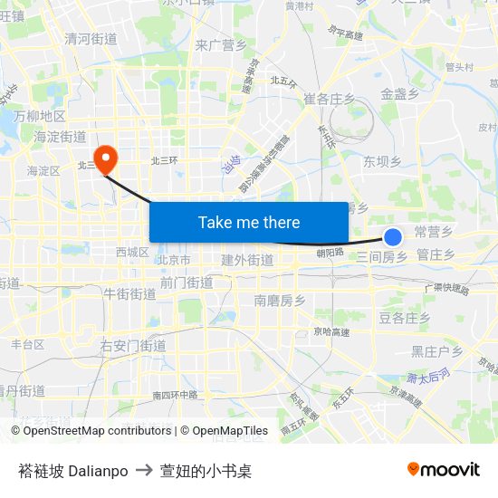 褡裢坡 Dalianpo to 萱妞的小书桌 map