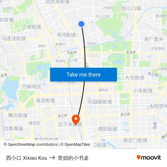 西小口 Xixiao Kou to 萱妞的小书桌 map