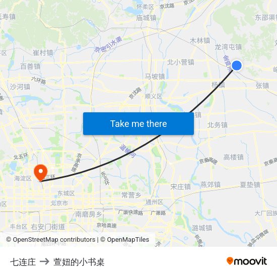 七连庄 to 萱妞的小书桌 map