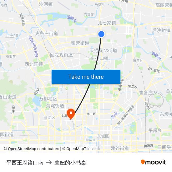 平西王府路口南 to 萱妞的小书桌 map