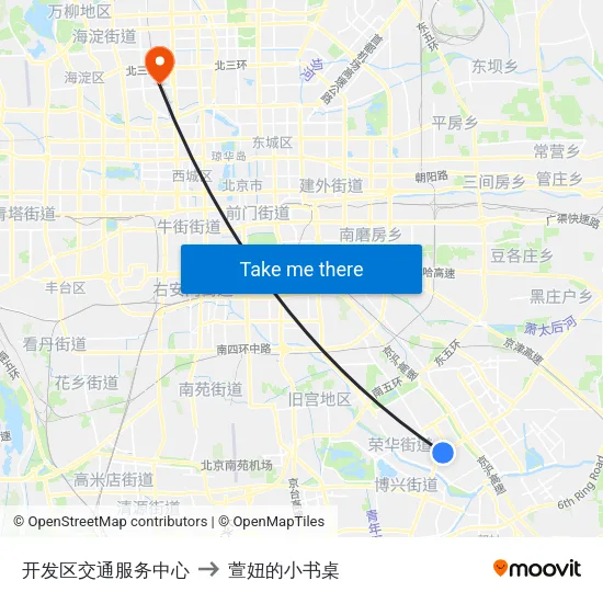 开发区交通服务中心 to 萱妞的小书桌 map
