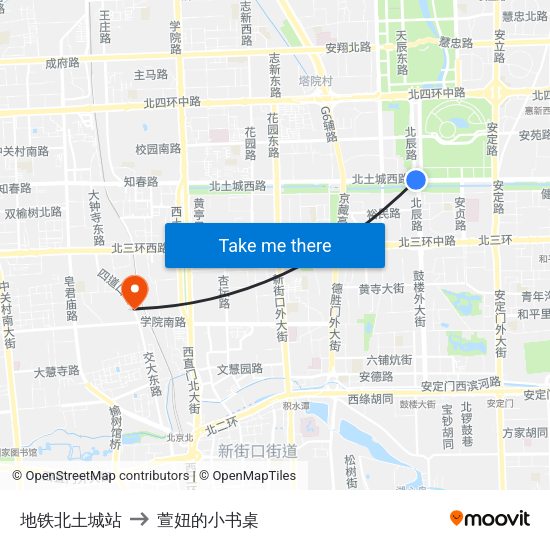 地铁北土城站 to 萱妞的小书桌 map