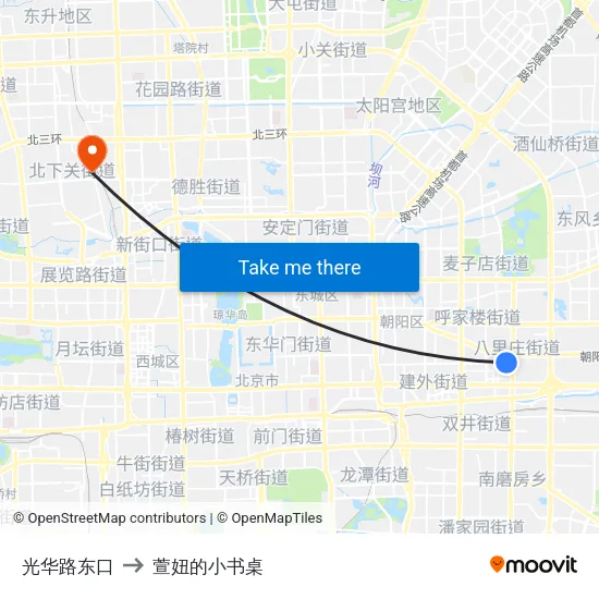 光华路东口 to 萱妞的小书桌 map