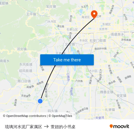 琉璃河水泥厂家属区 to 萱妞的小书桌 map