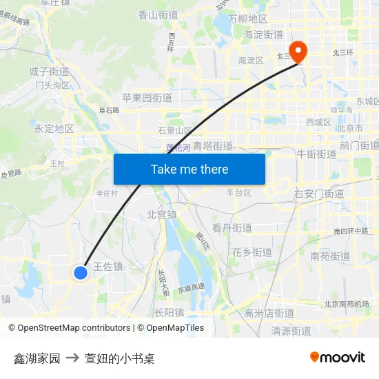 鑫湖家园 to 萱妞的小书桌 map
